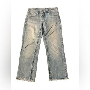Mudd Women's Junior Size 3 Light Blue Denim Capri Cropped Jeans with Raw Hem